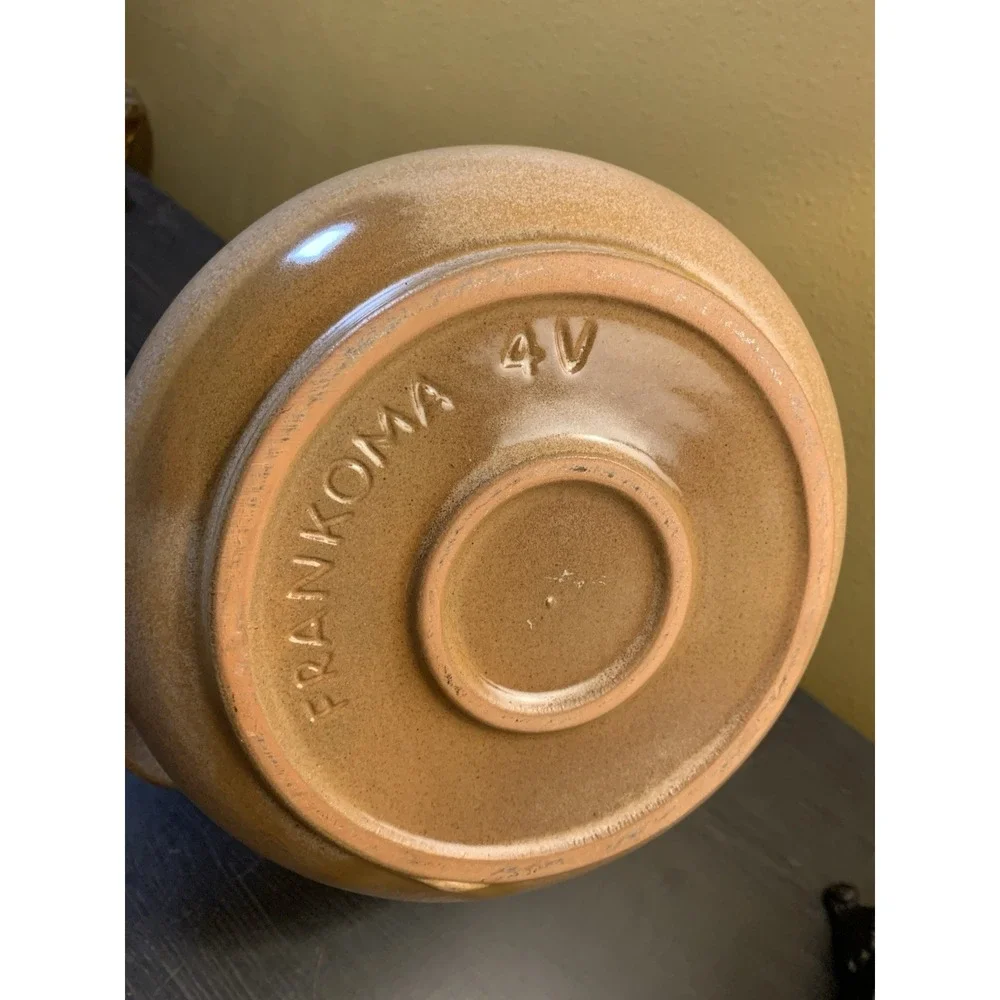 Vintage FRANKOMA Pottery 4V Brown Prairie Bean Pot Casserole & Lid USA
